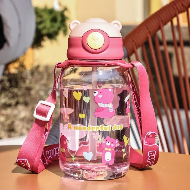 Fantia 650ml Kids Water Bottle with Straw BPA Free Leakproof Cup