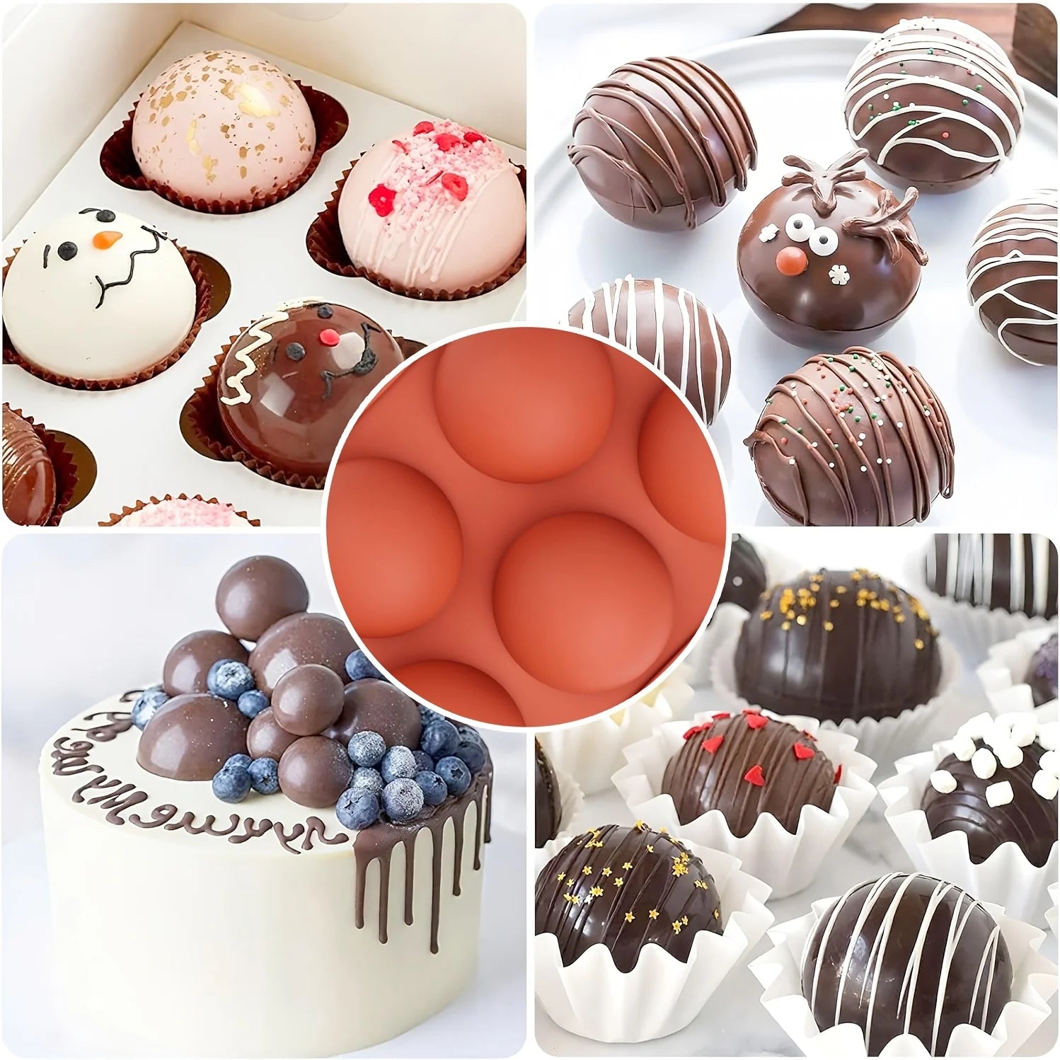 Silicone Semi Sphere Mold Half Ball Baking Tray for Chocolate Mousse - 2