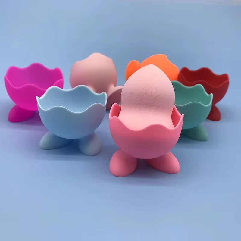 Silicone Egg Cups and Beauty Sponge Holder Stand Set - 5