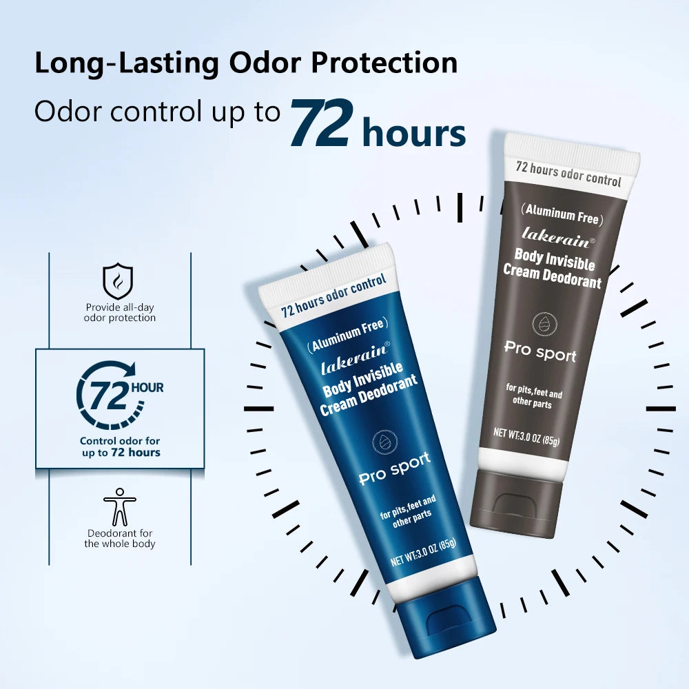 Body Deodorant Cream 72H Odor Protection Invisible Antiperspirant