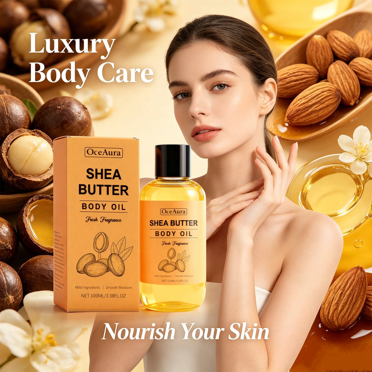 Shea Butter Body Oil Hydrating Massage Care for Dry Skin