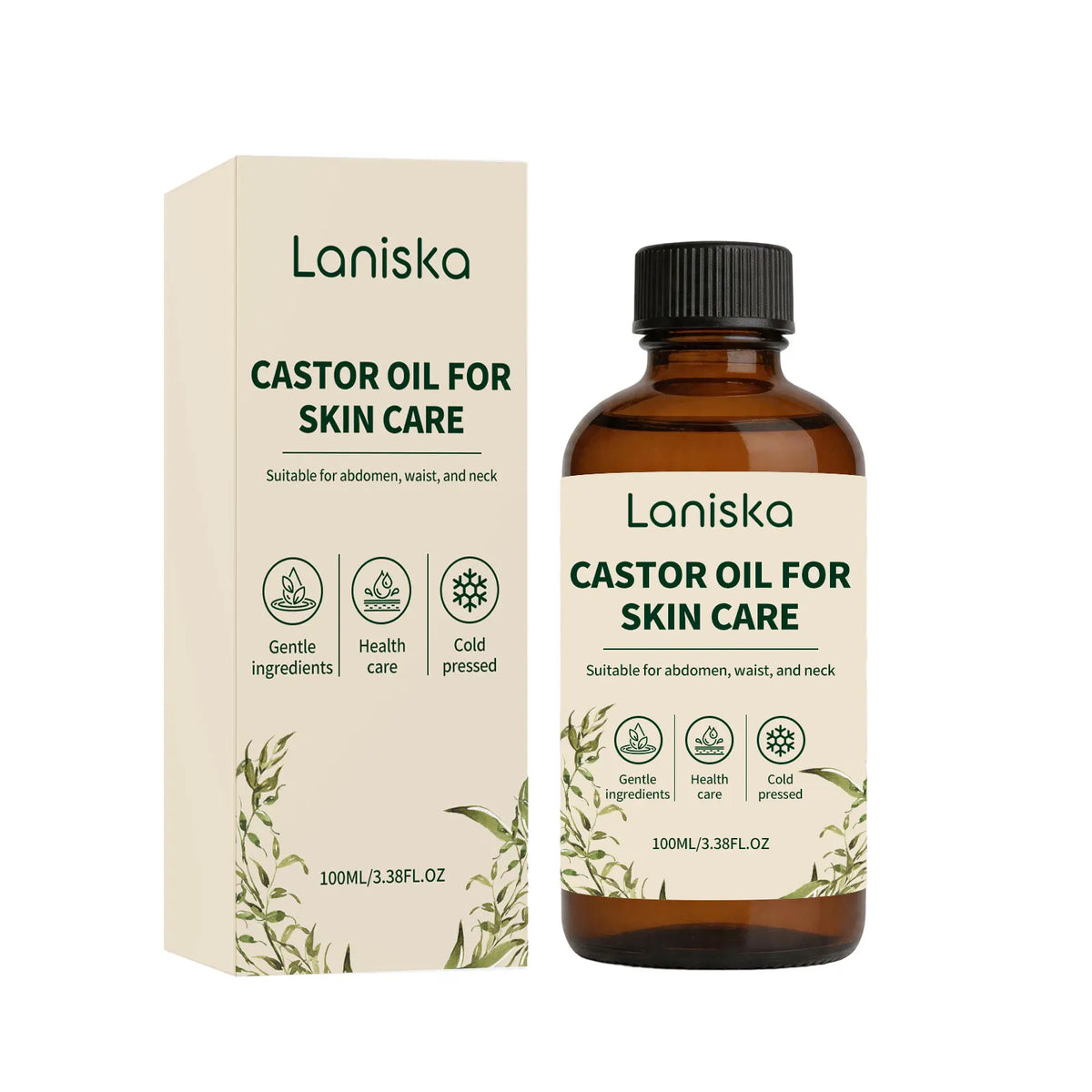 Laniska Cold Pressed Castor Oil for Skin Hydration and Body Massage Care
