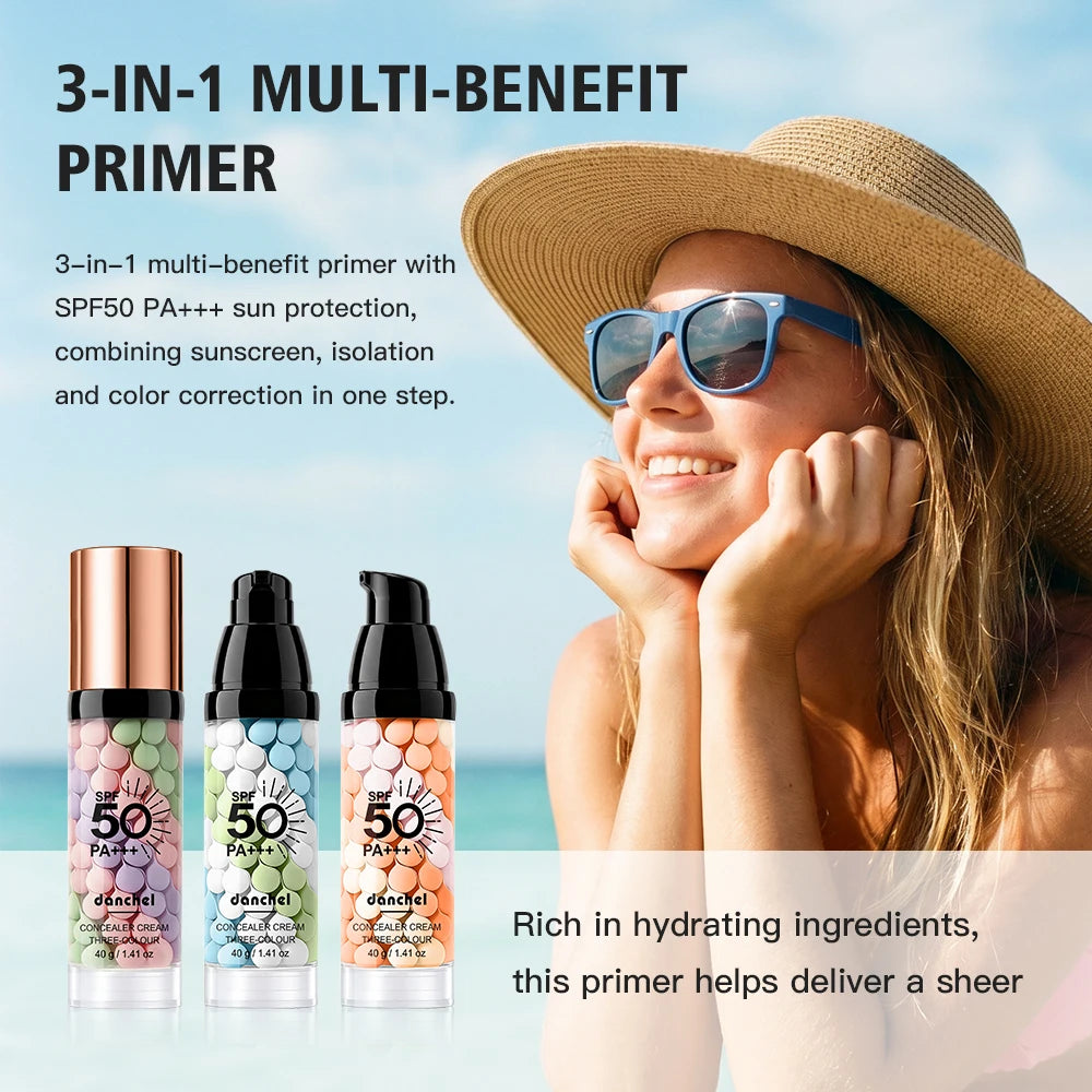 3 Color Correcting Concealer Cream SPF50 Makeup Primer Base - 10