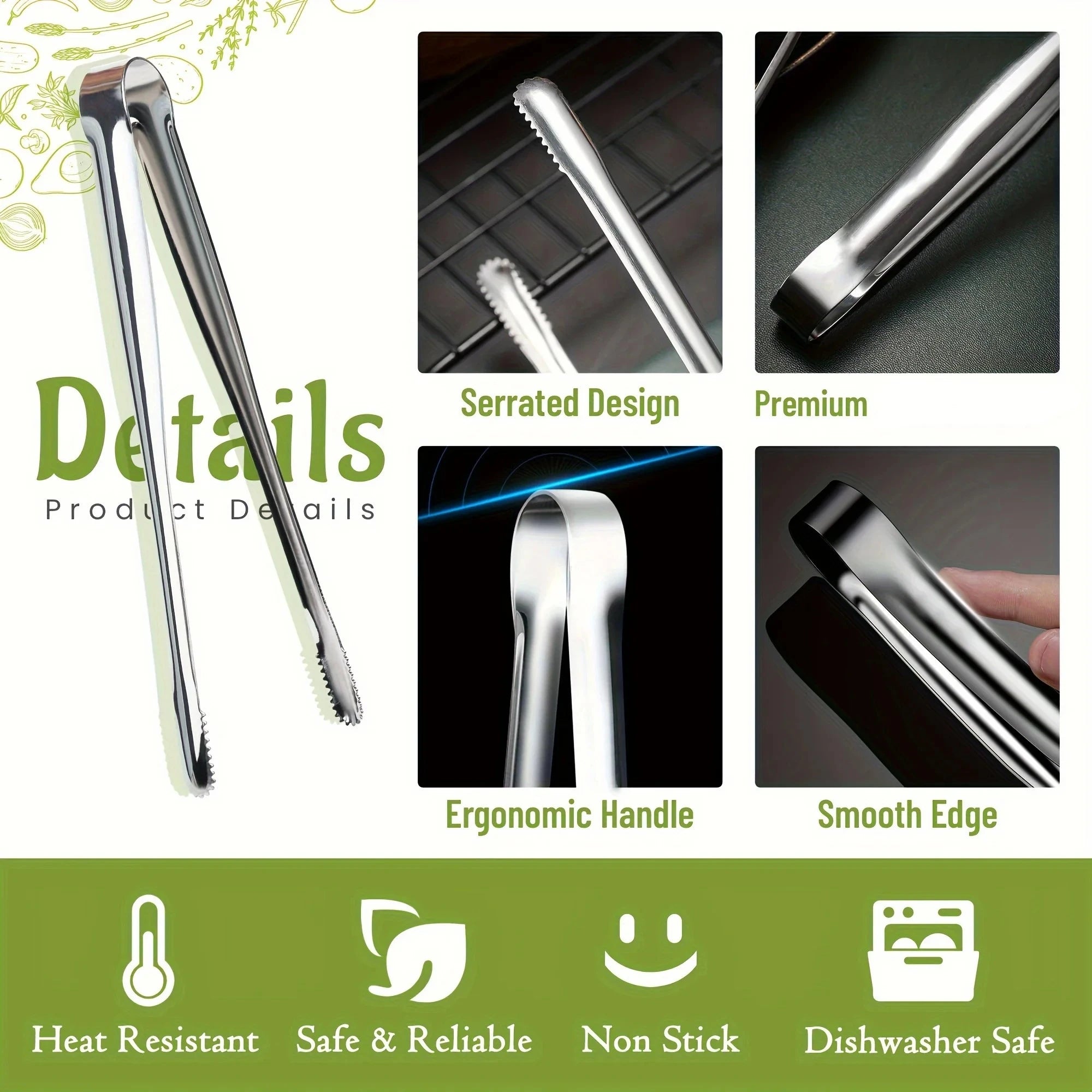 Stainless Steel Kitchen Tongs BBQ Grill Food Spatula Set 3 Piece - 5
