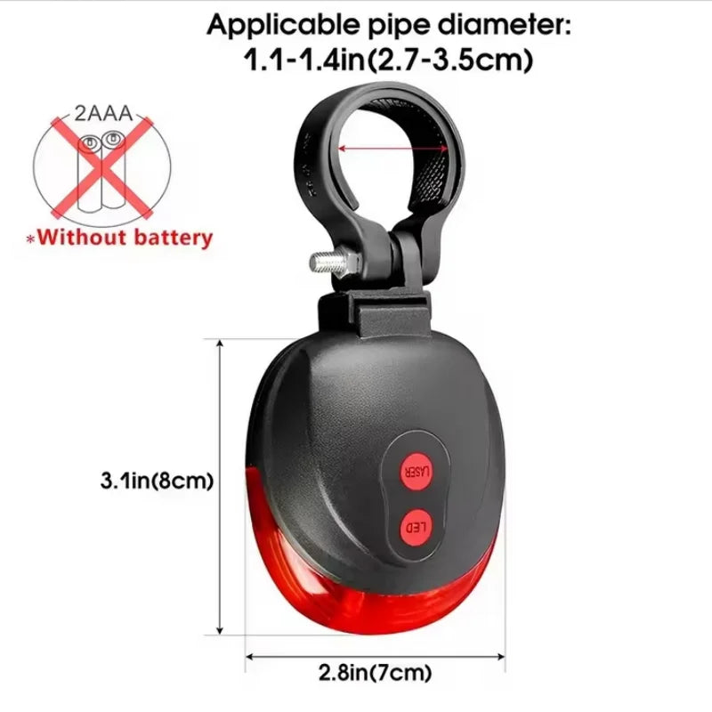 Bicycle Laser Tail Light 5 LED Safety Warning Rear Lamp for Cycling - 5