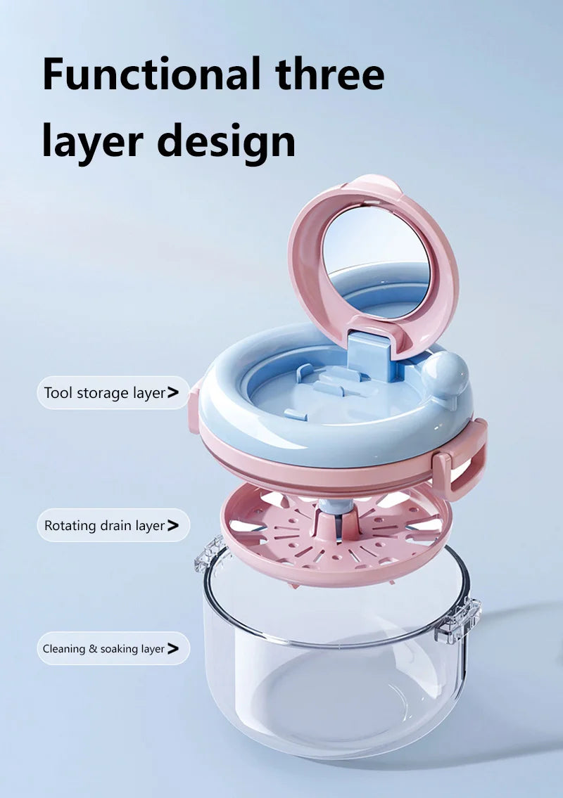 Denture Cleaning Box Storage Container With Drainage Tray - 11