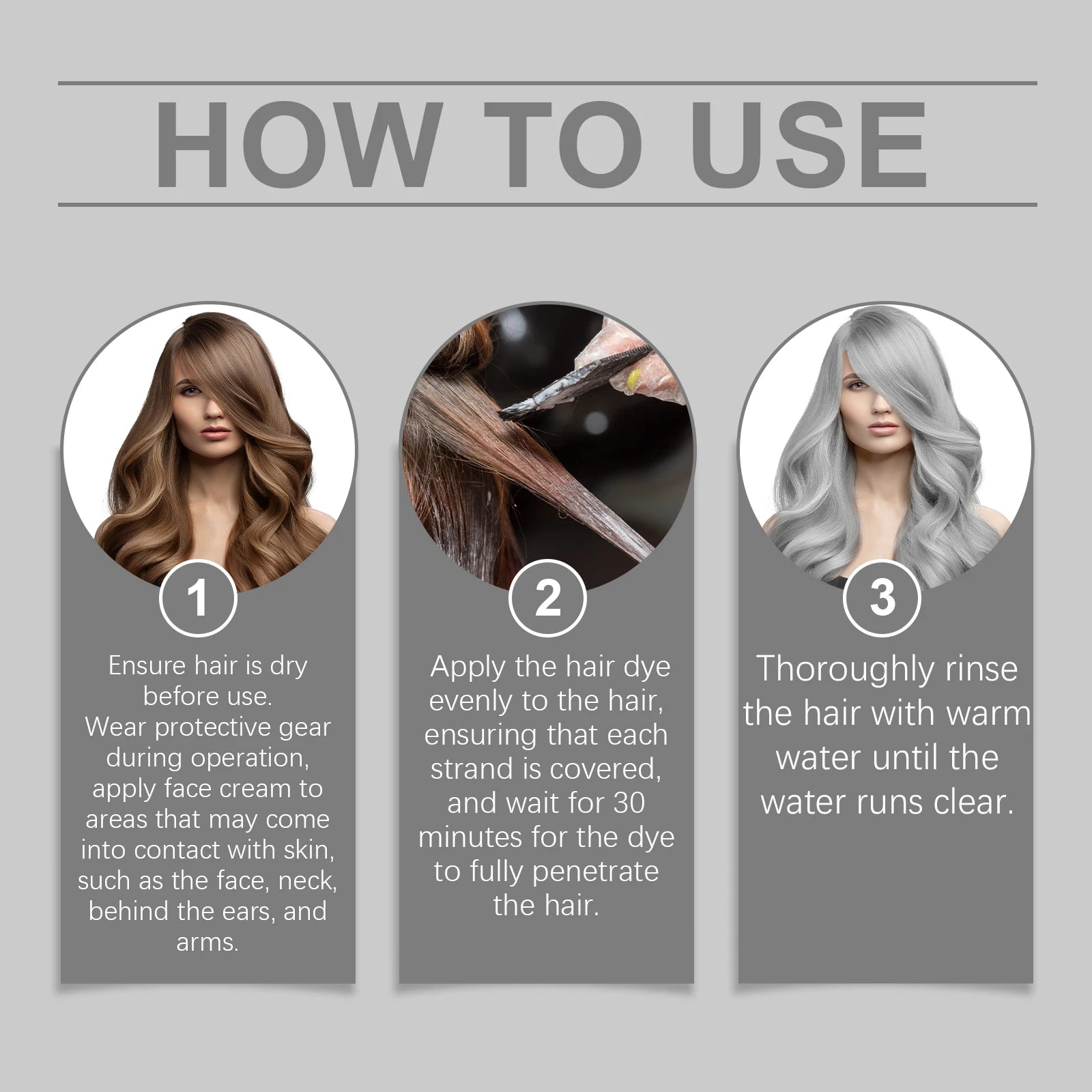 Gray Hair Dye Permanent Coloring Cream Silver Shampoo - 16