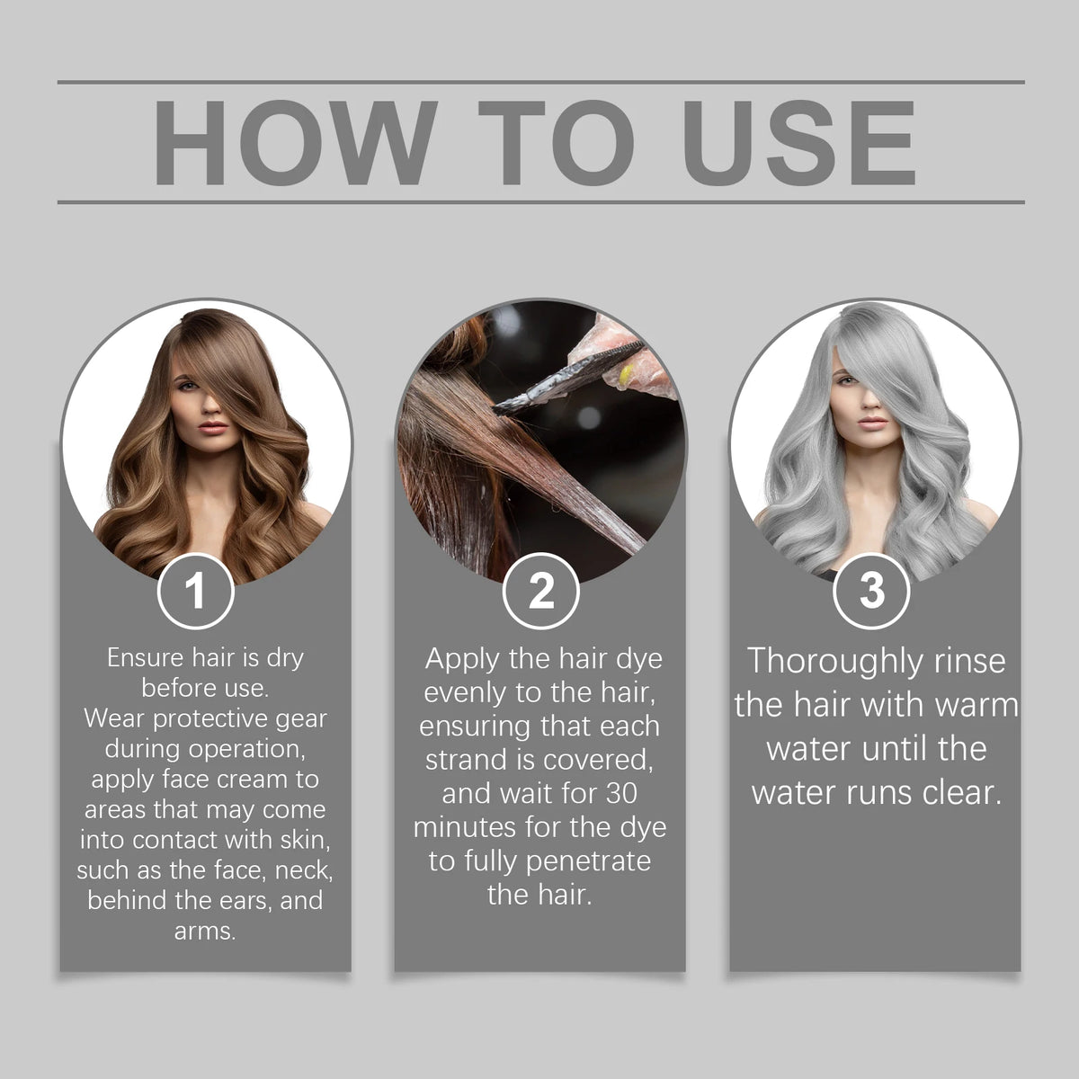 Gray Hair Dye Permanent Coloring Cream Silver Shampoo