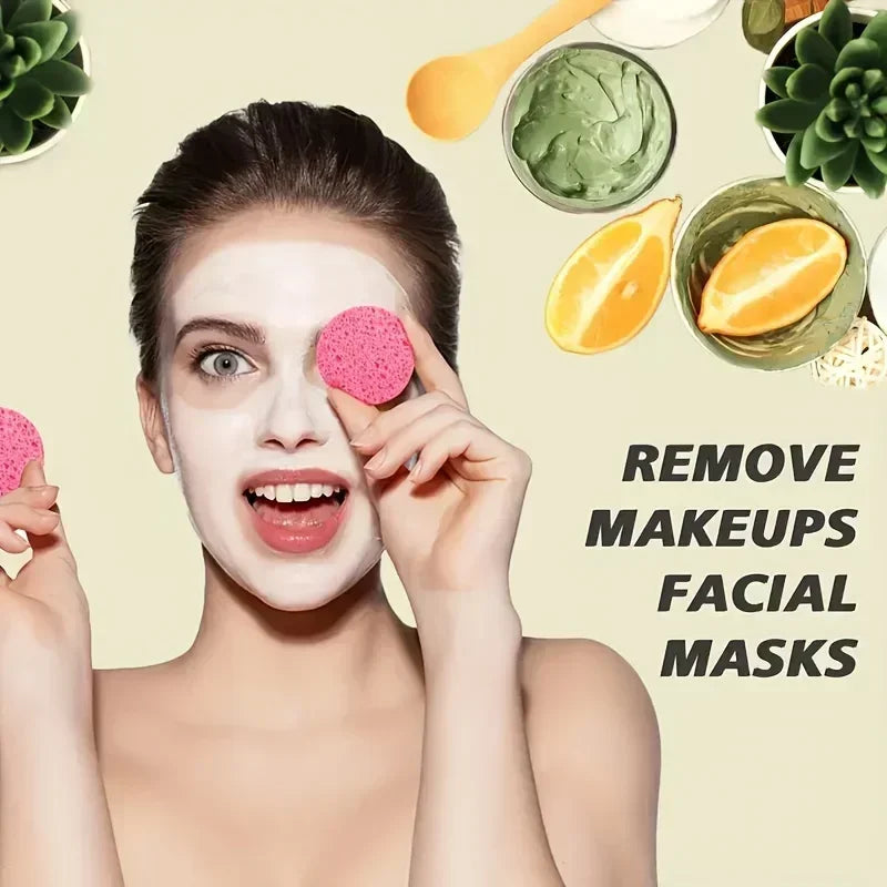Compressed Facial Sponges - Natural Wood Pulp Makeup Remover & Exfoliator