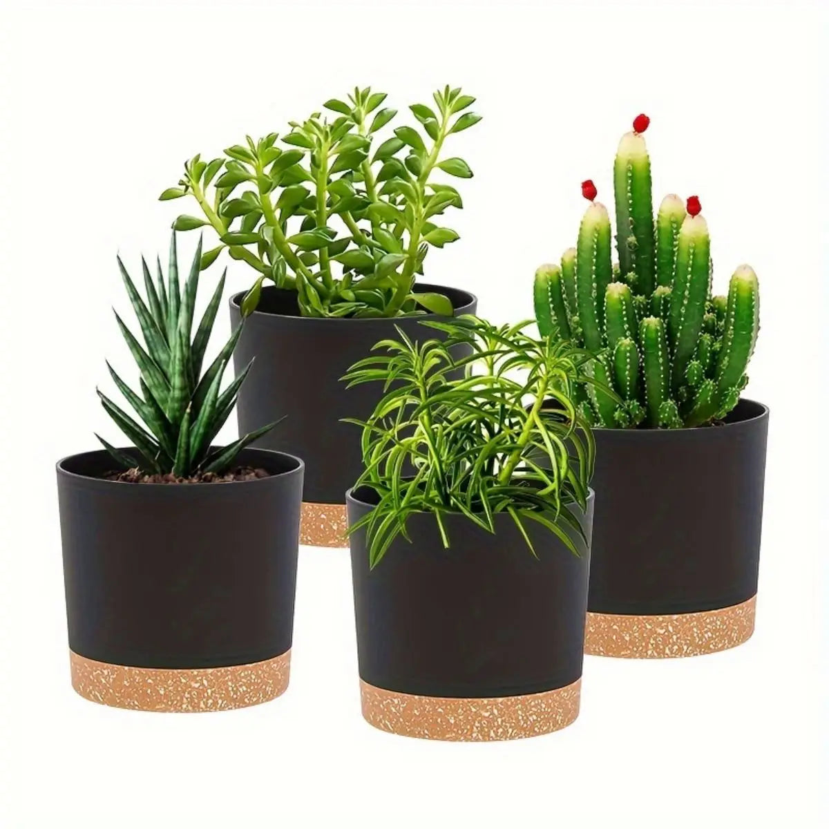 4 Pack 5 Inch Flower Pots Modern Detachable Bottom Breathable Planters