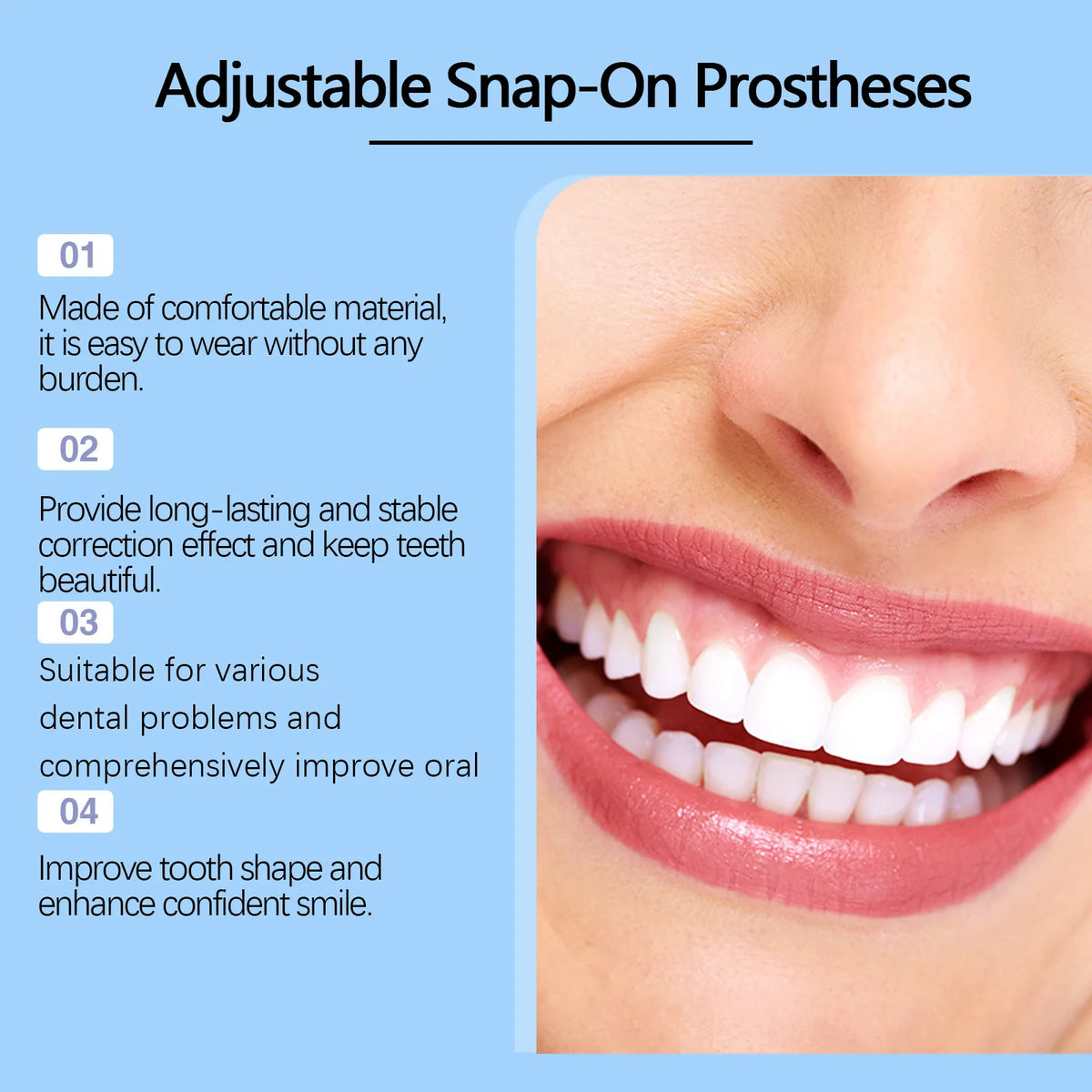 Adjustable Snap On Dentures Smile Makeover Fake Teeth Veneers