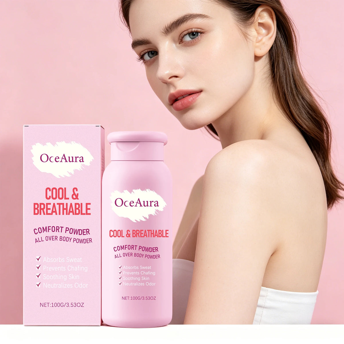 OceAura Cooling Body Powder Sweat Absorbing Anti Chafing Comfort Powder