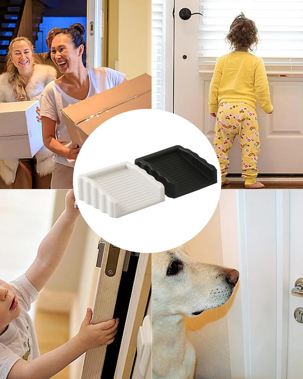 Anti-Slip Door Stopper Rubber Door Wedge Floor Protector Set