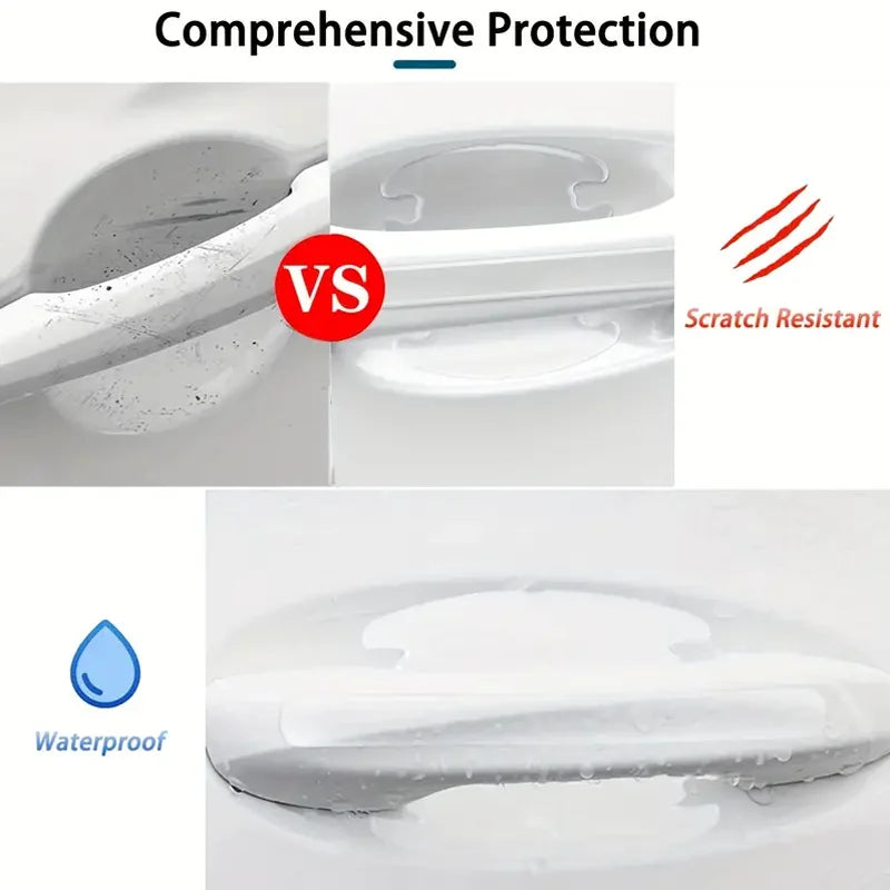 8Pcs Carbon Fiber Car Door Handle Protector Scratch Guard Film Sticker