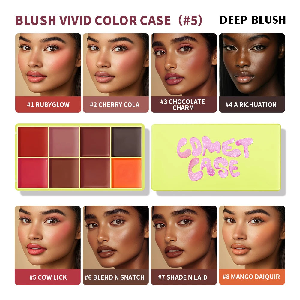 8-Color Blusher Cream Palette Face Blush and Contour Makeup