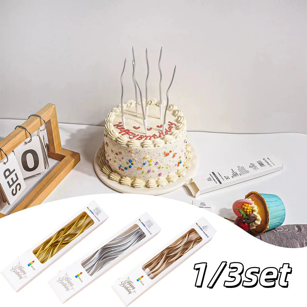 6pc Curved Birthday Cake Candles Set Decorative Cupcake Toppers - 1