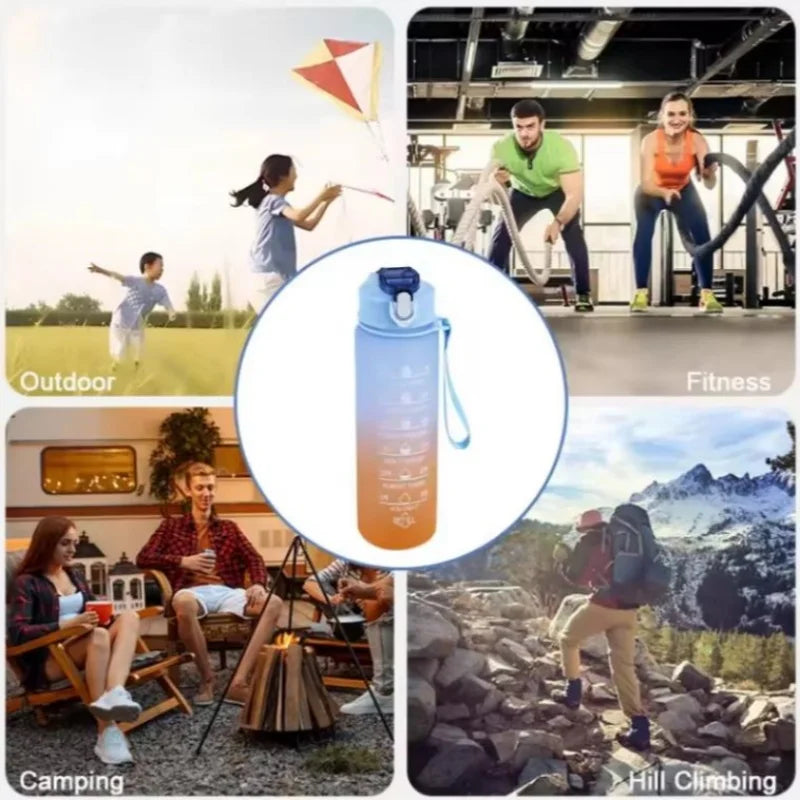 750ml Motivational Sports Water Bottle Leak Proof Fitness Tracker Cup
