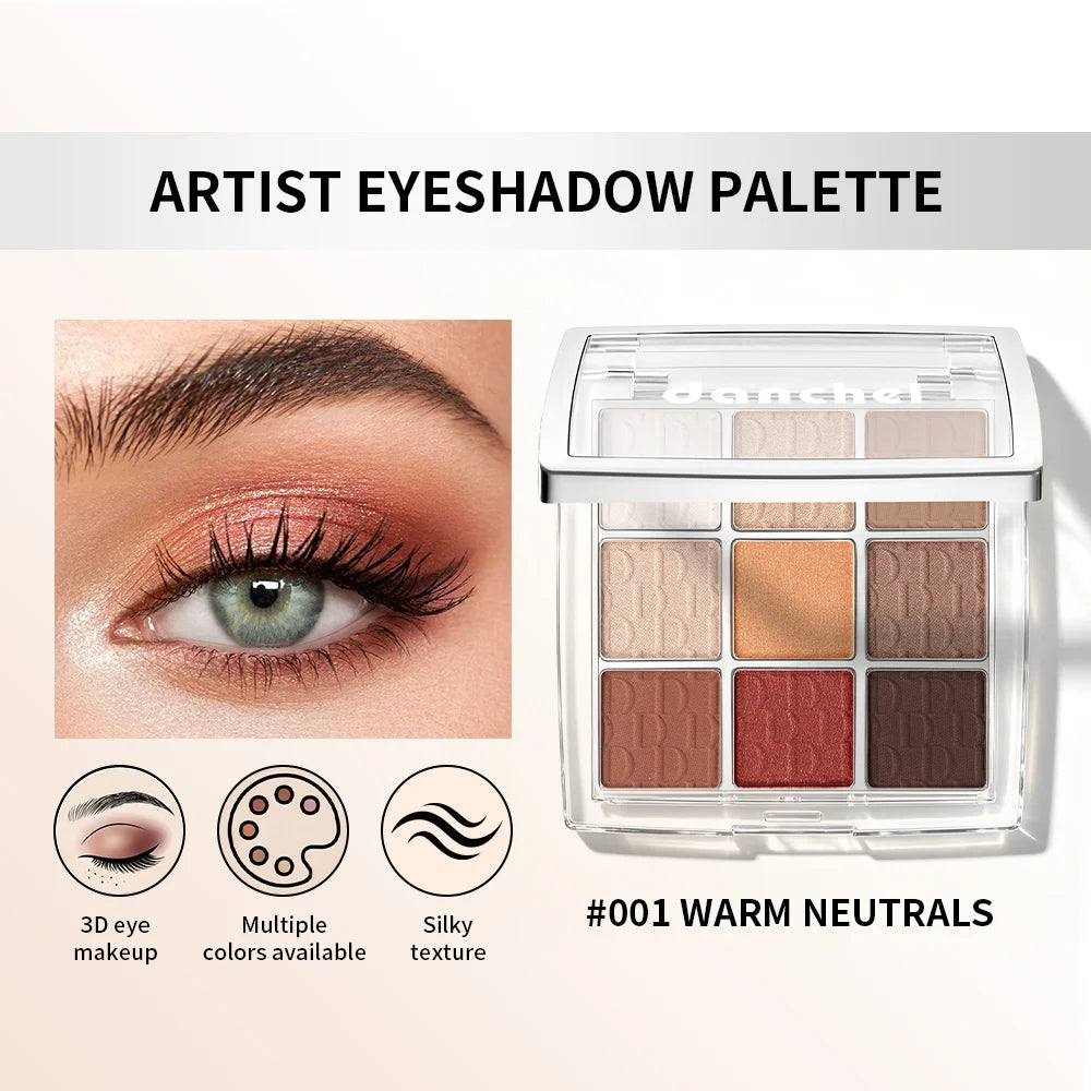 Danchel 9 Color Eyeshadow Palette Matte Shimmer Nude Smoky Eye Makeup - 3