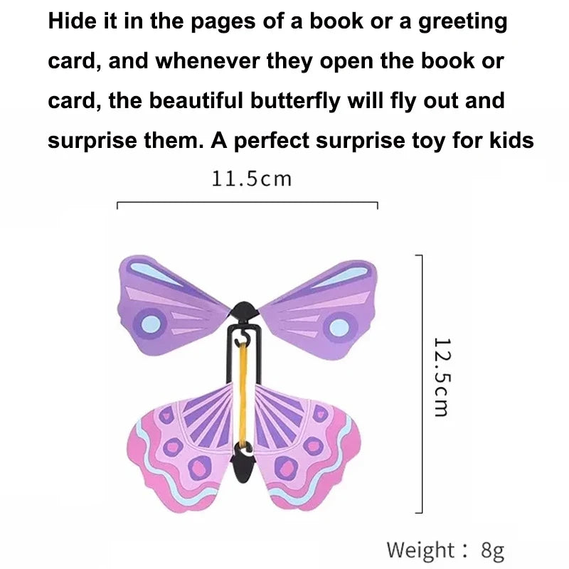 Magic Flying Butterfly Wind Up Toy Surprise Greeting Card Prop