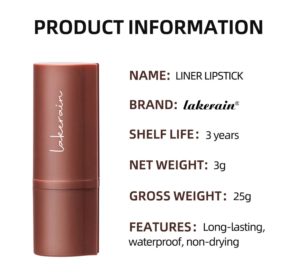 Waterproof Nude Brown Lip Liner Pencil Contour Makeup Tint