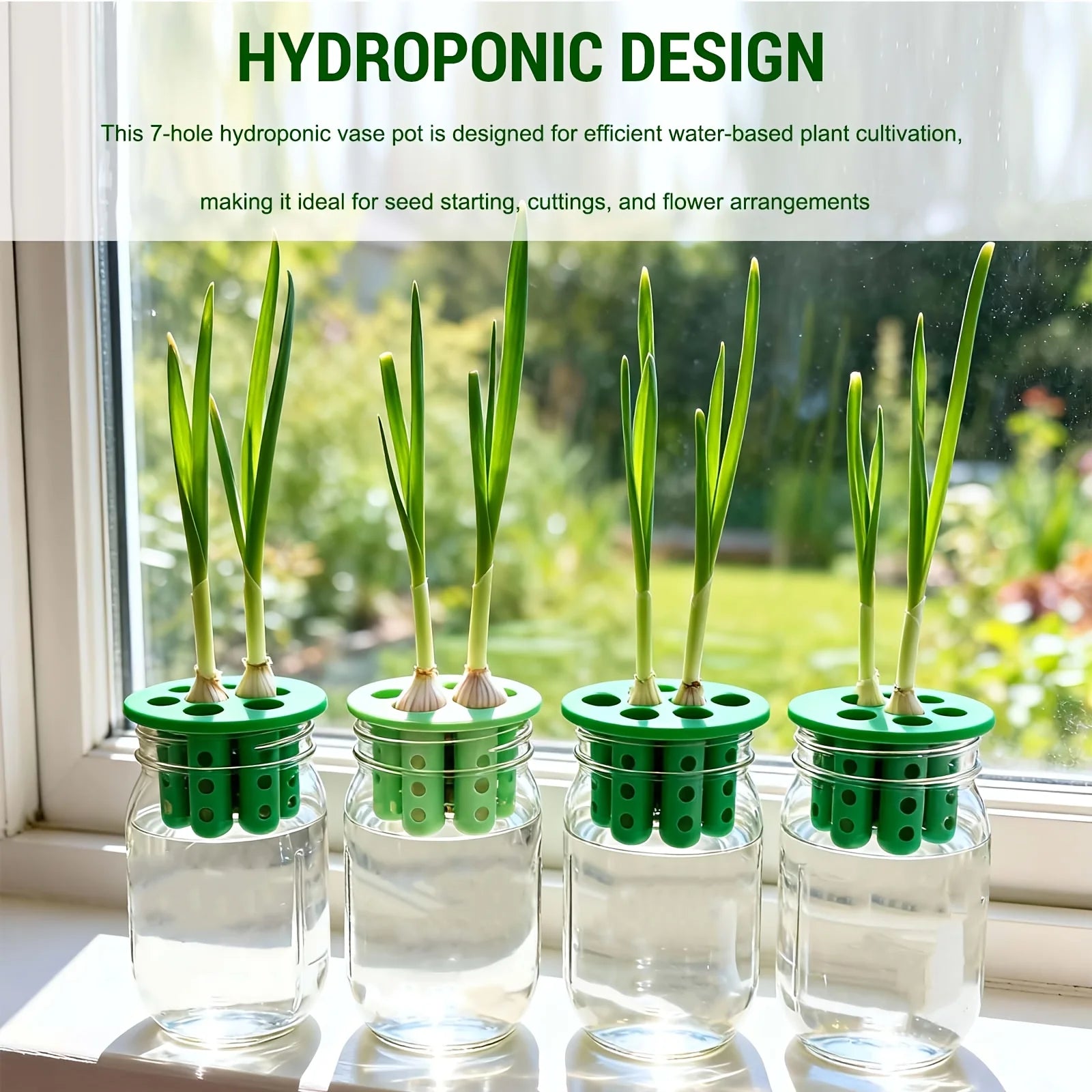 2PC 7-Hole Hydroponic Planter Garlic Scallion Sprouter Gardening Tool - 3