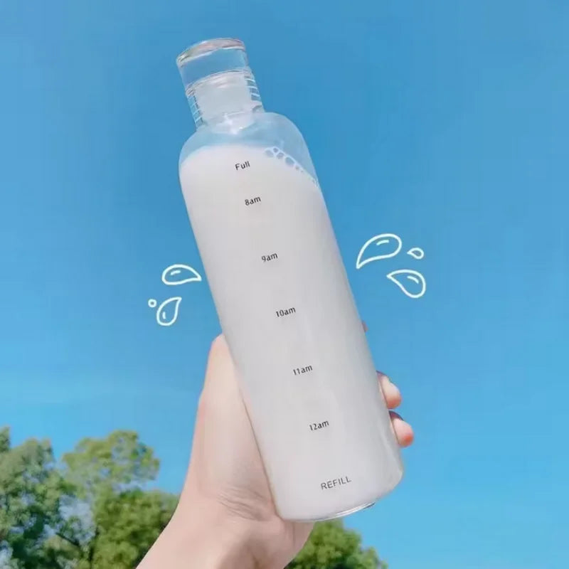 Clear Sports Water Bottle with Time Marker Leak Proof Gym Drinking Cup - 5