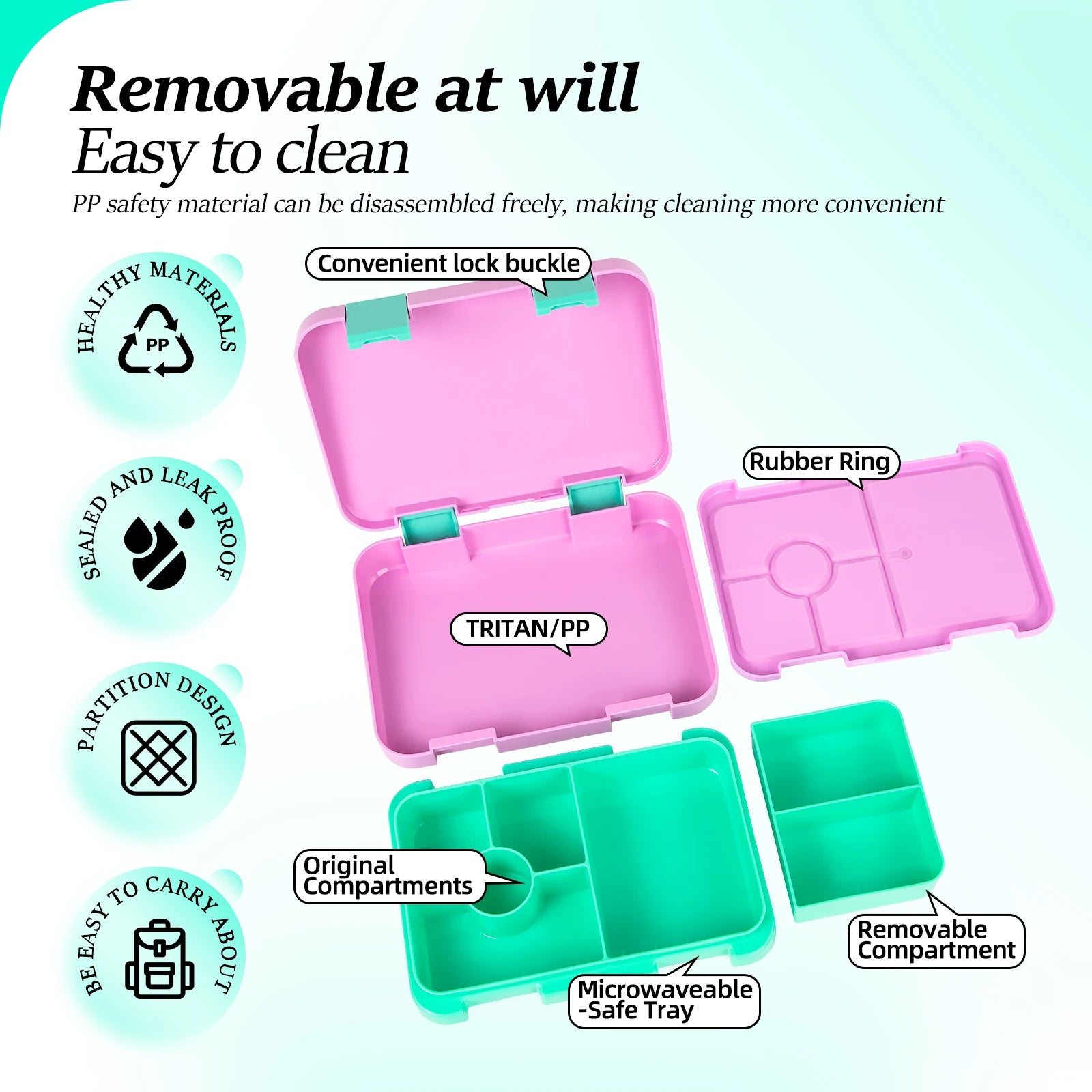 1100ml Christmas Cartoon Bento Box Leakproof Microwavable Lunch Container - 20
