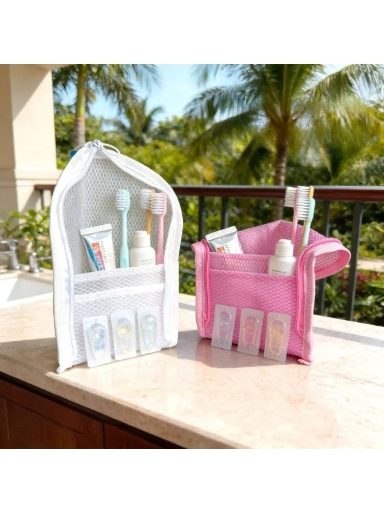 Portable Mesh Travel Toiletry Bag Makeup Organizer Pouch for Cosmetics - 13