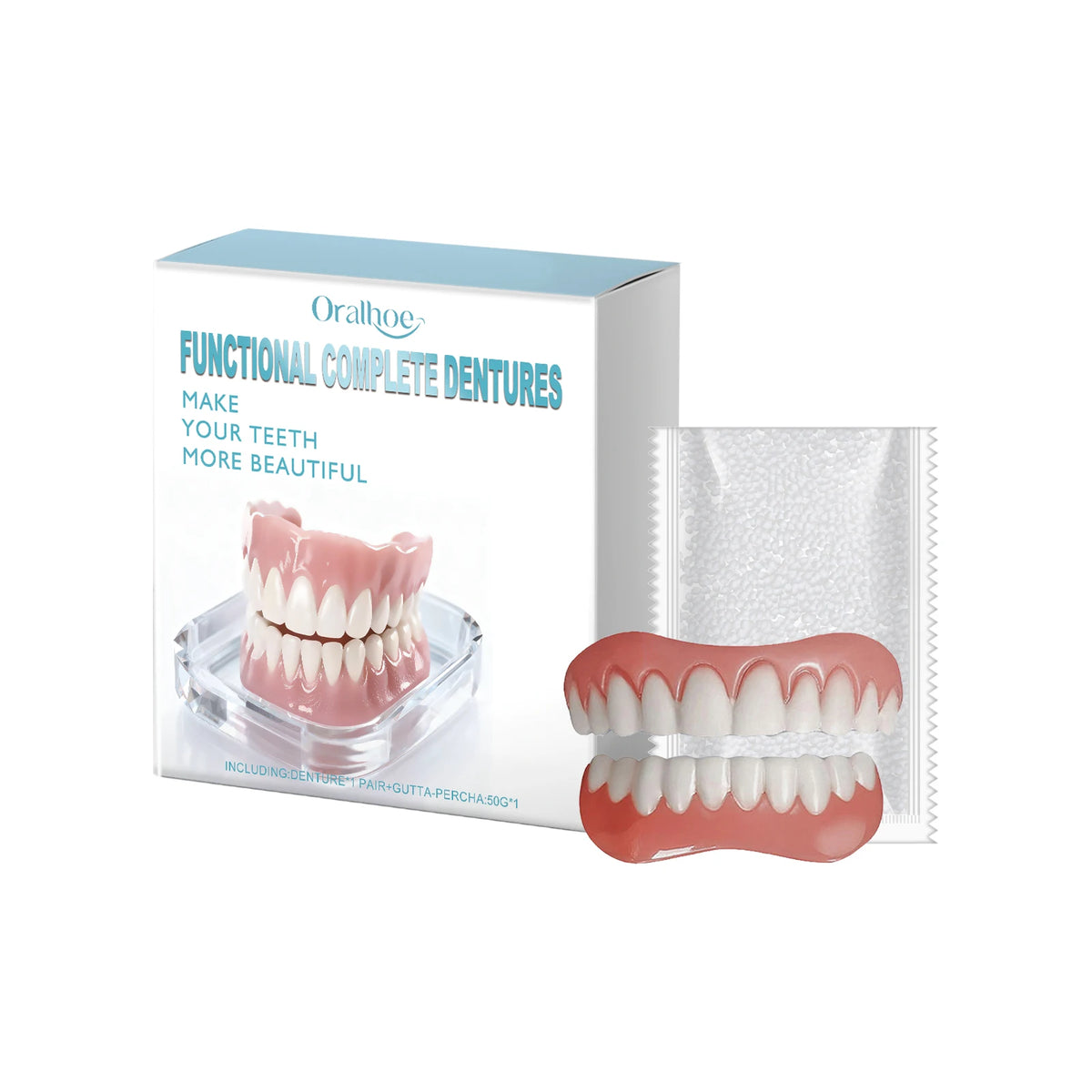 Oralhoe Cosmetic Denture Set Upper and Lower False Teeth