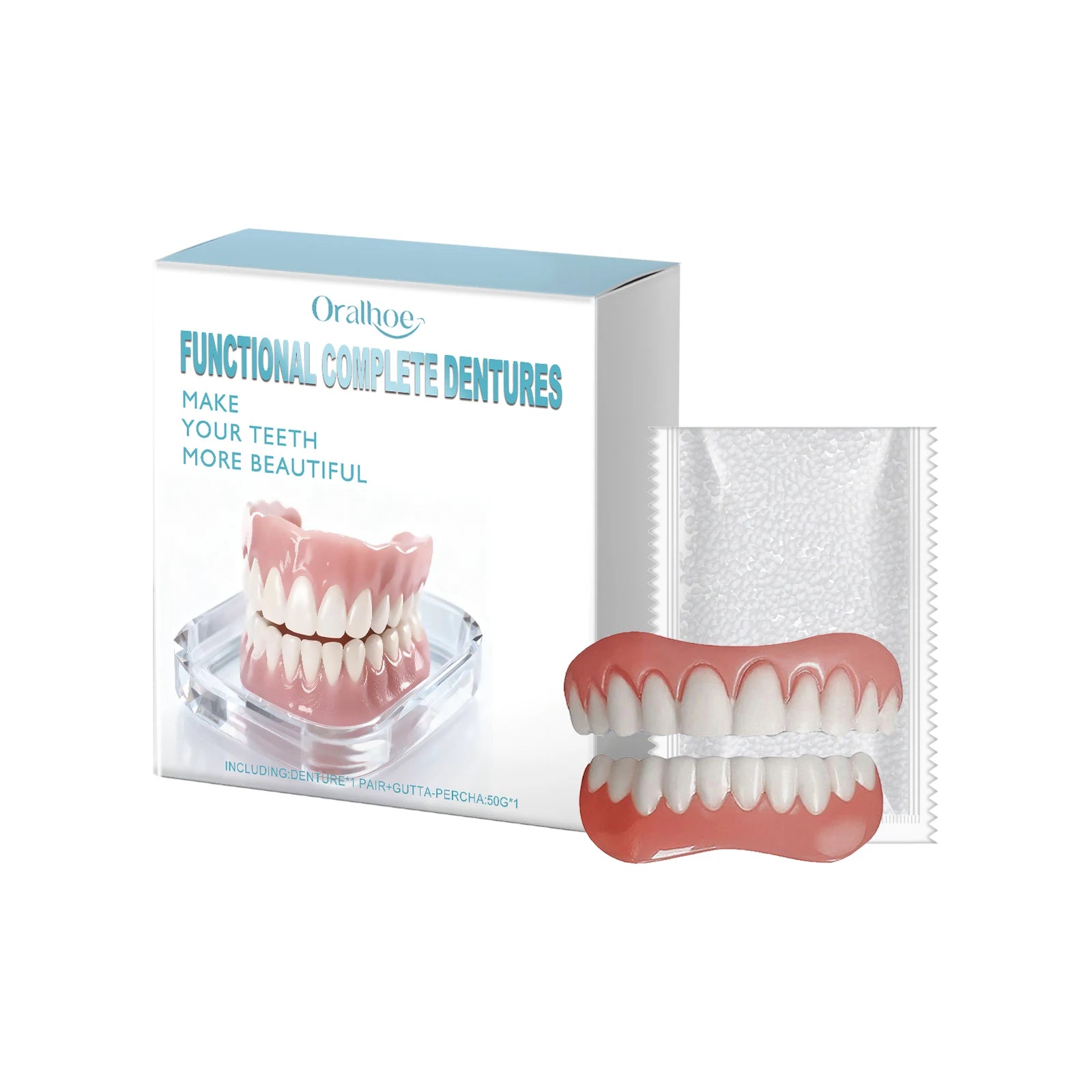 Oralhoe Cosmetic Denture Set Upper and Lower False Teeth - 15