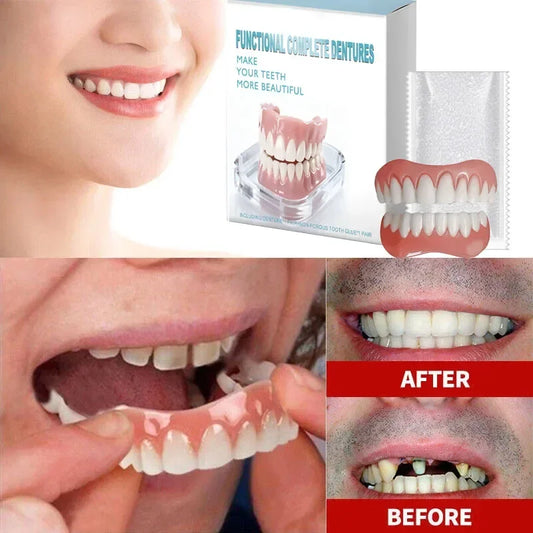 Fake Teeth Dentures Full Set Silicone Braces Instant Smile Veneers