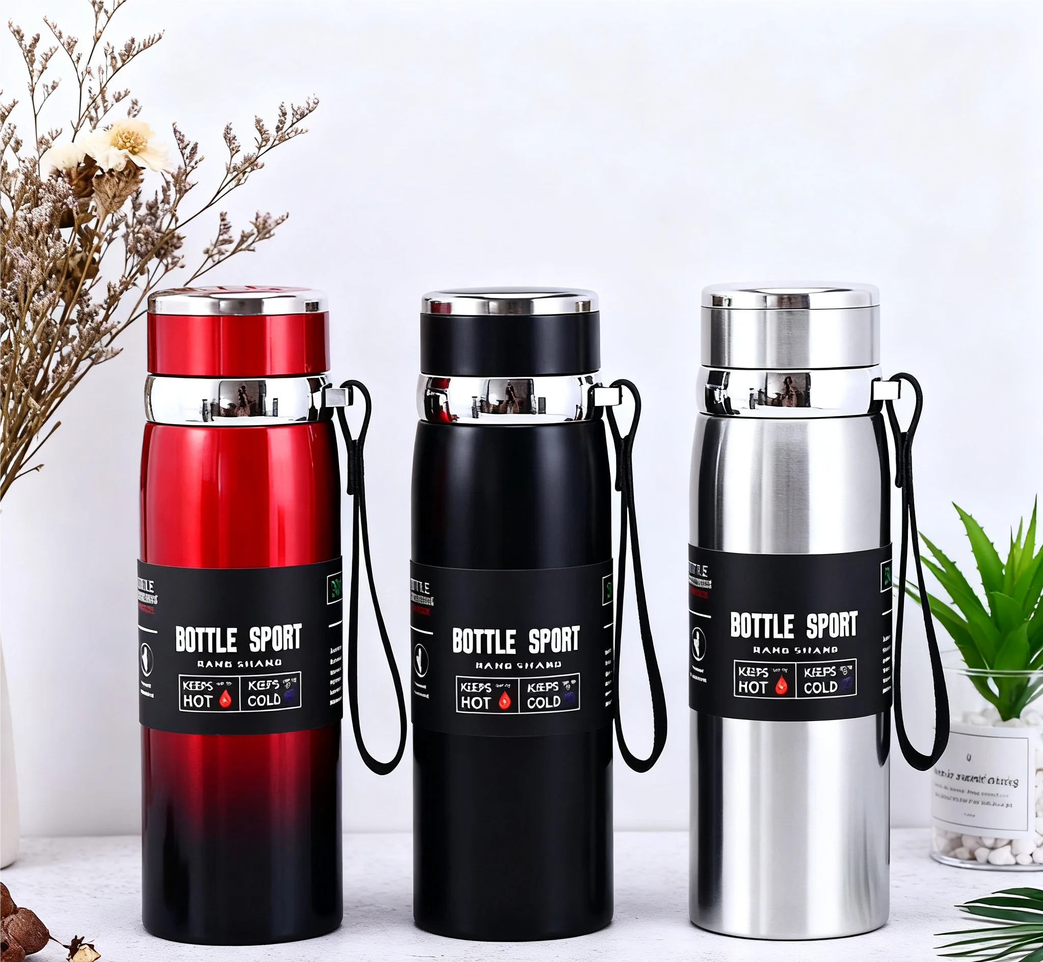 1L Stainless Steel Vacuum Flask Insulated Water Bottle Thermal Thermos - 1
