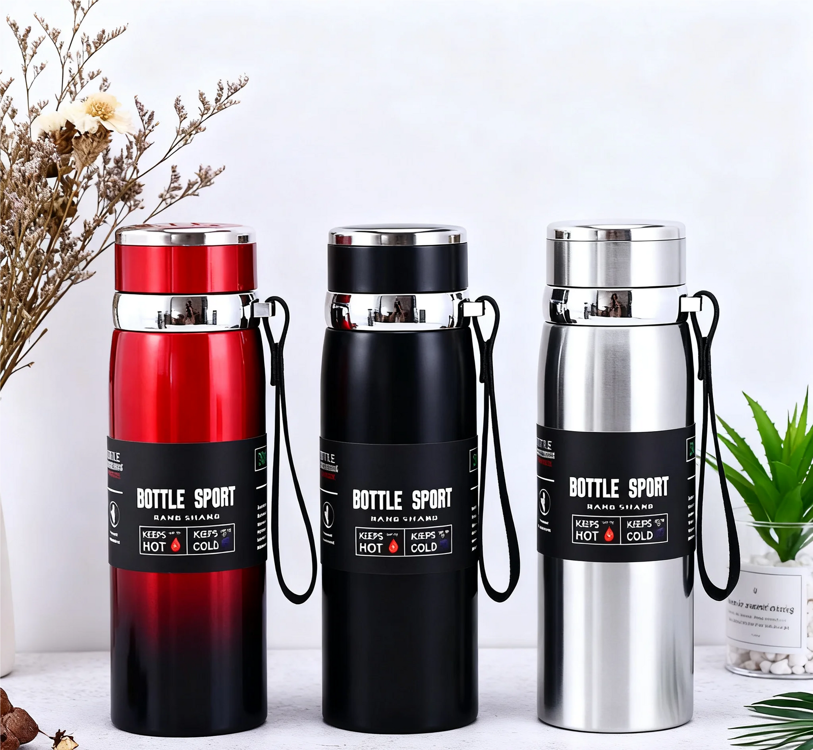 1L Stainless Steel Vacuum Flask Insulated Water Bottle Thermal Thermos