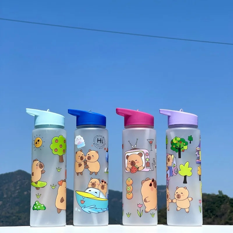 750ml Capybara Water Bottle Leakproof Plastic Sippy Cup with Straw - 1