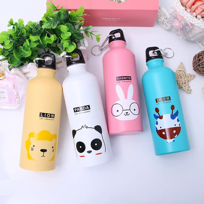 Cute Animal Water Bottle 500ml Portable Aluminum Kids Sports Flask - 9
