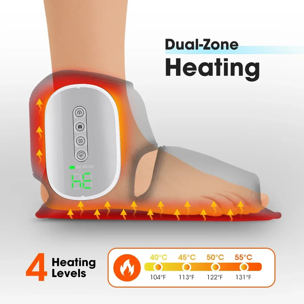 Electric Heated Foot And Ankle Massager Vibration Wrap Support Brace