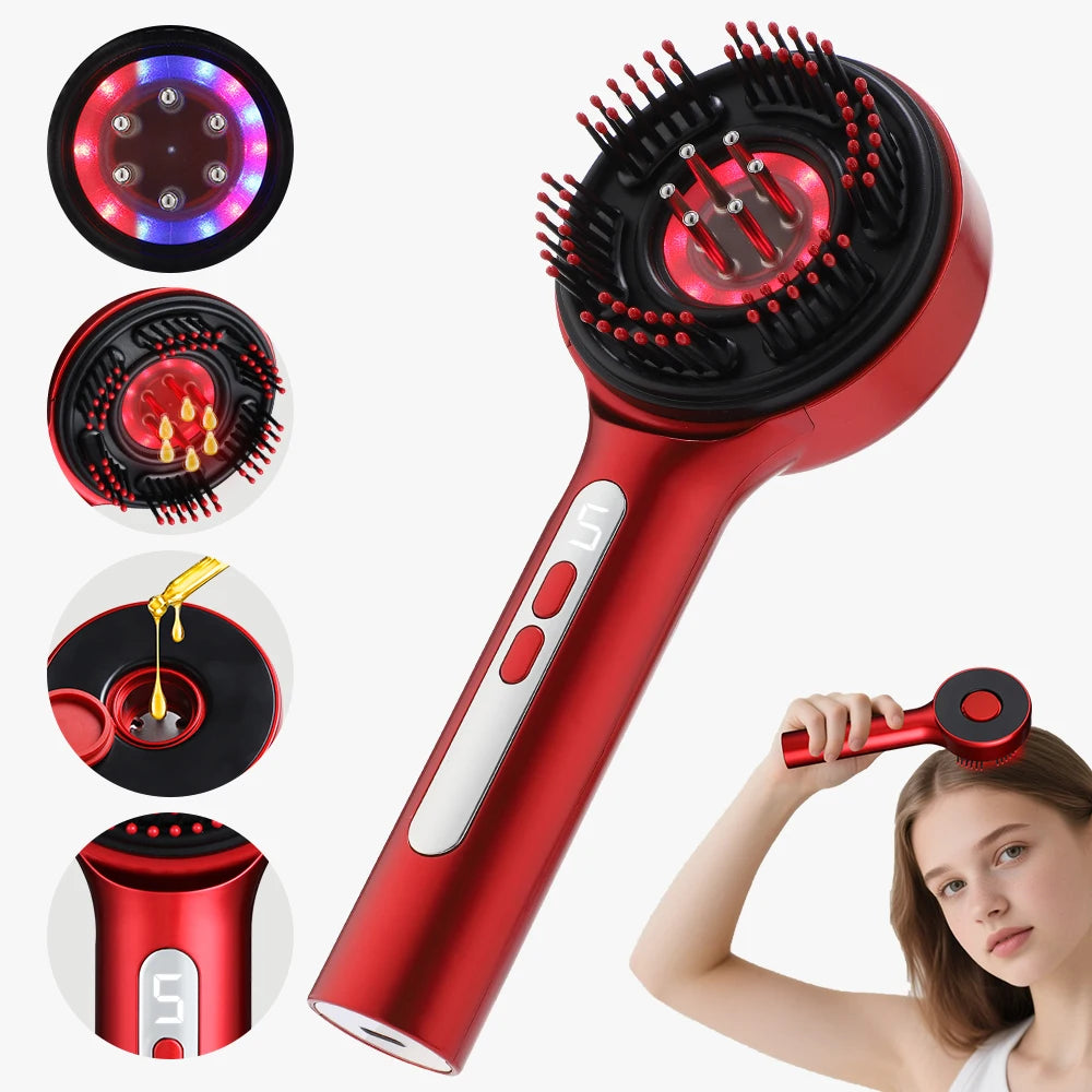 Electric Scalp Massager Hair Growth Oil Applicator Comb