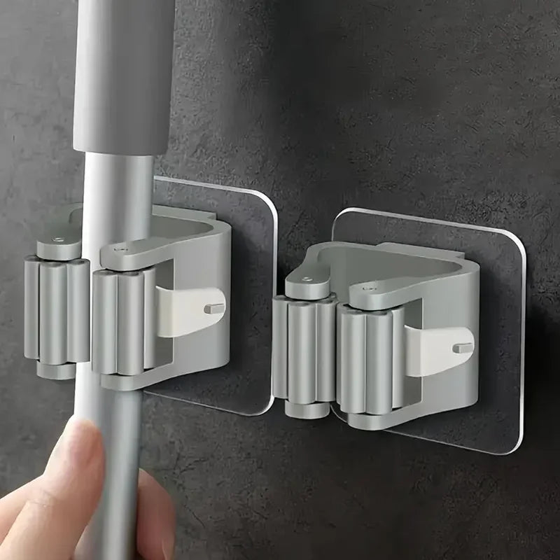 4 Pack Wall Mounted Mop Holder Organizer Bathroom Broom Storage Hook - 2