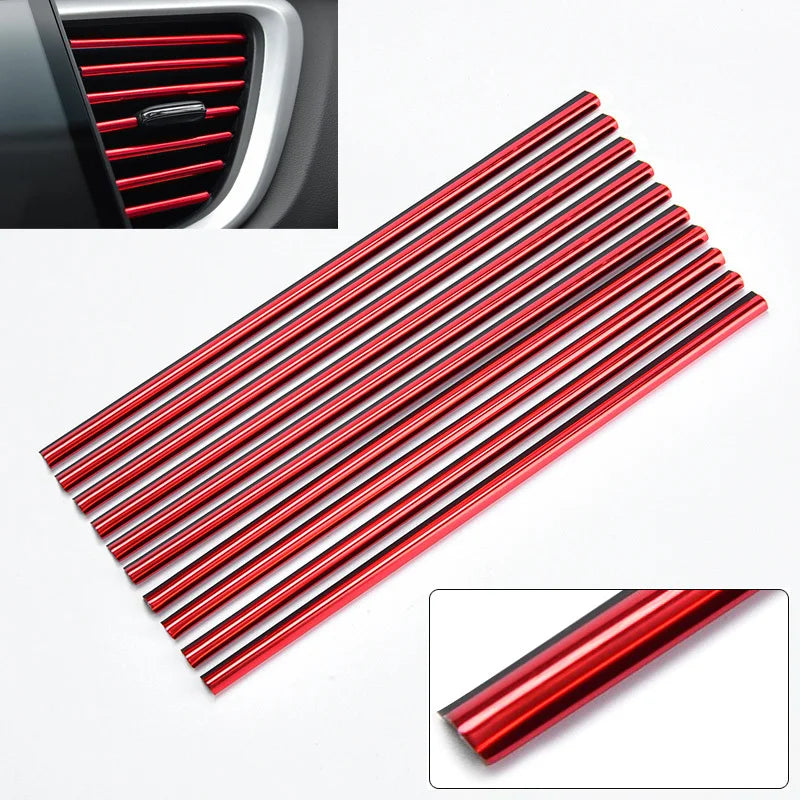 10pc Car Air Vent Trim Strips U-Shaped Interior Decorative Molding - 16