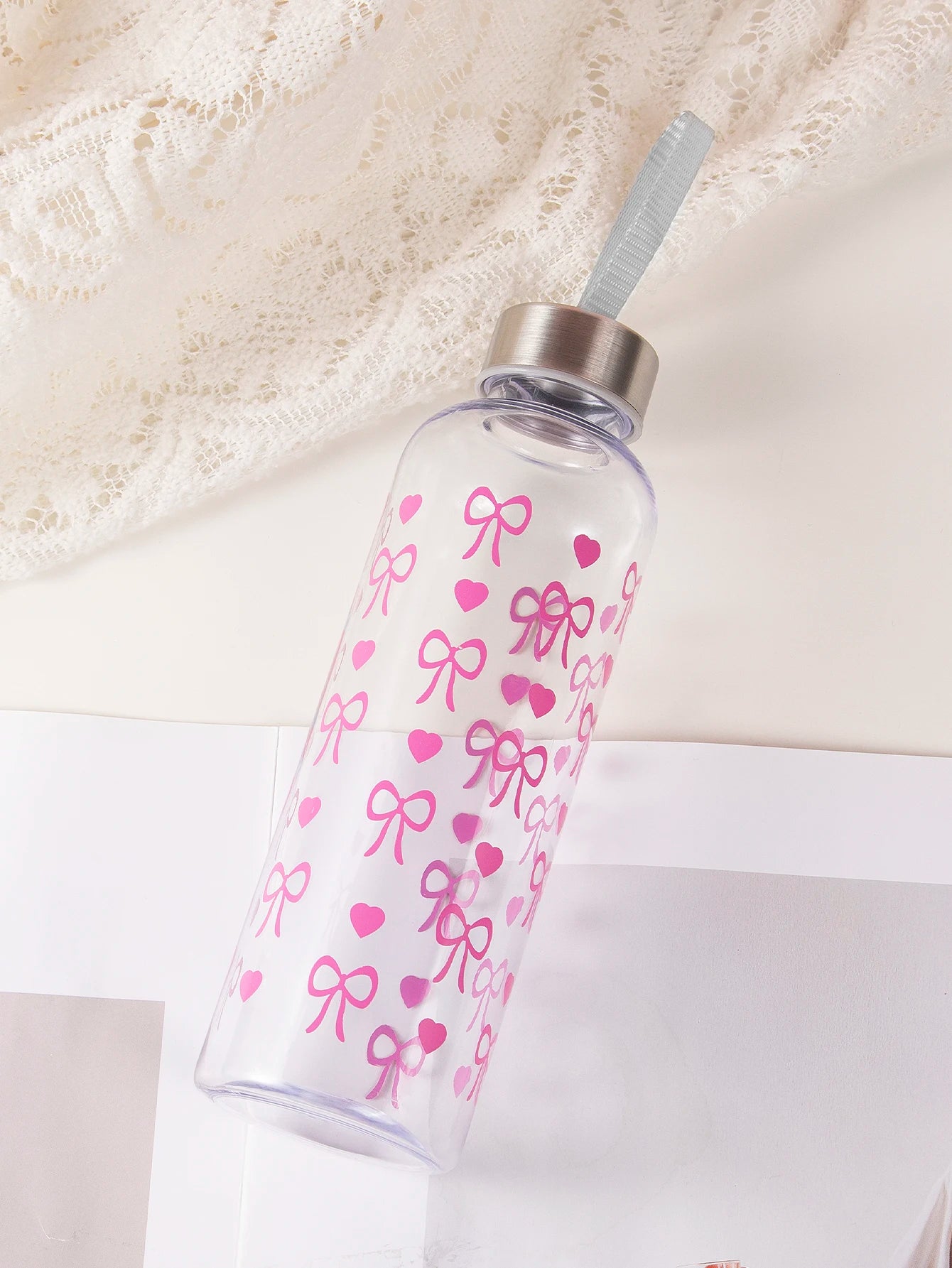 550ml Bowknot Daisy Water Bottle Leakproof Sport Cup for Gym Travel - 12