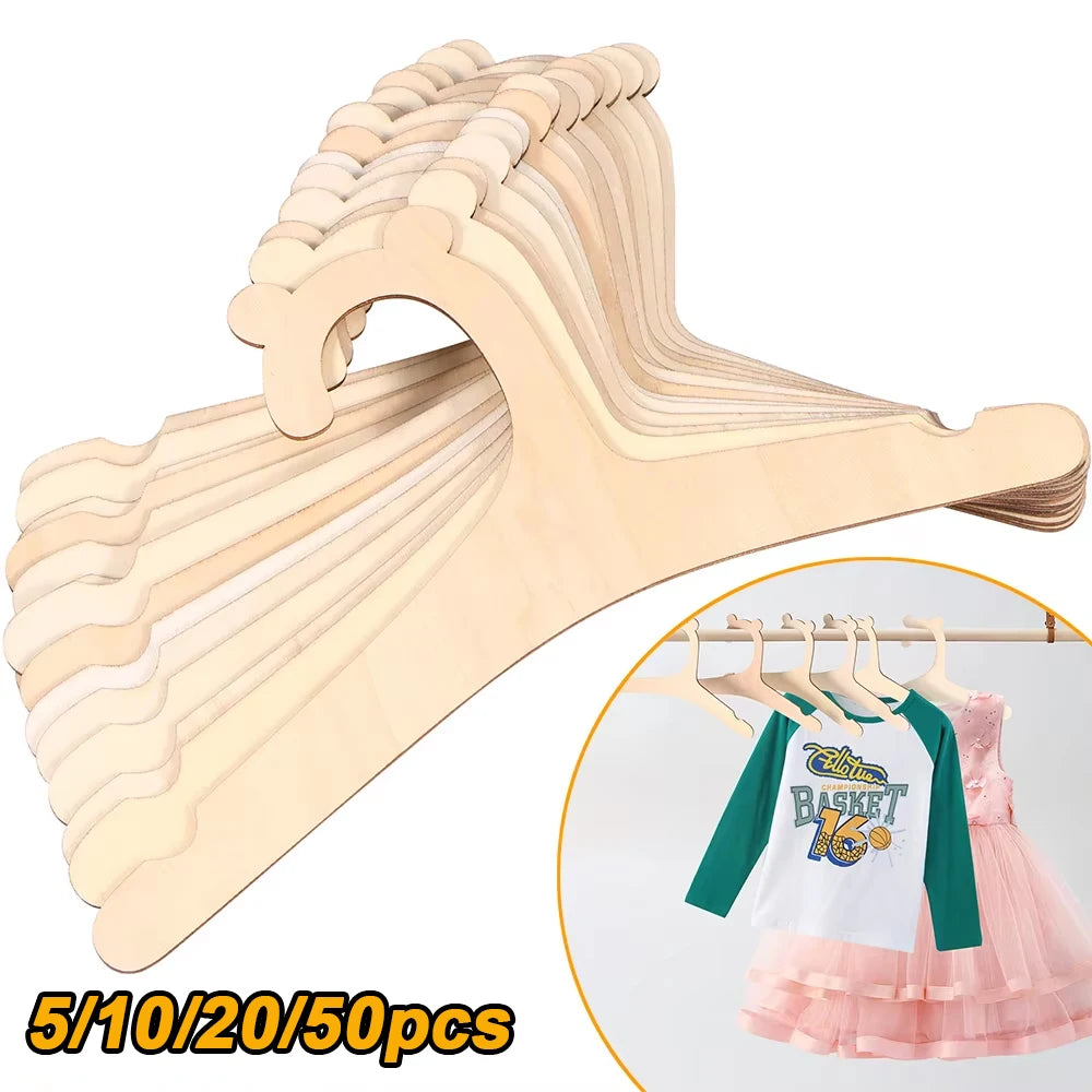 Wooden Baby Clothes Hangers Cute Bear Kids Clothing Organizer Rack - 2