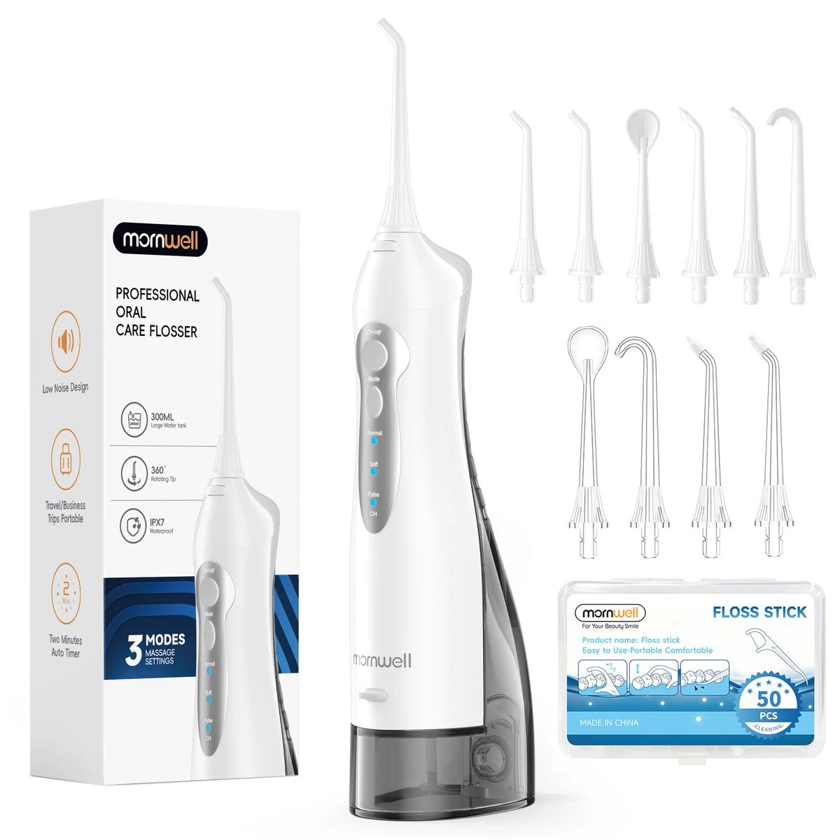 Mornwell D52 Portable Water Flosser USB Rechargeable Teeth Cleaner