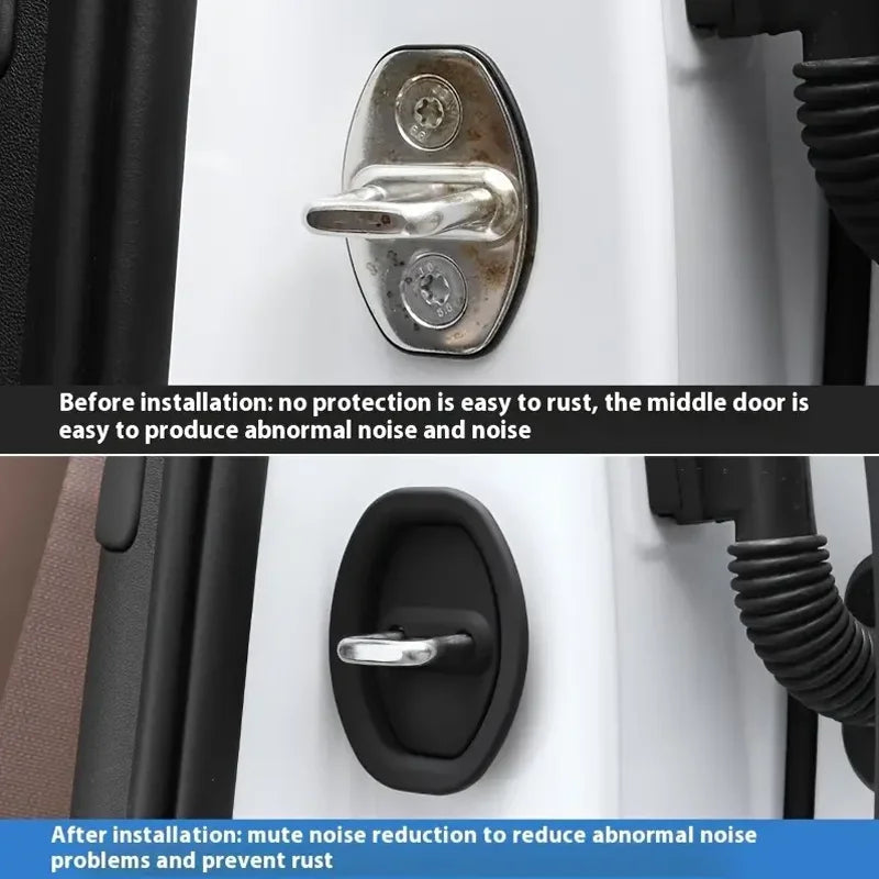 4PCS Car Door Lock Covers Shock Absorber Anti Collision Silicone Pads - 4