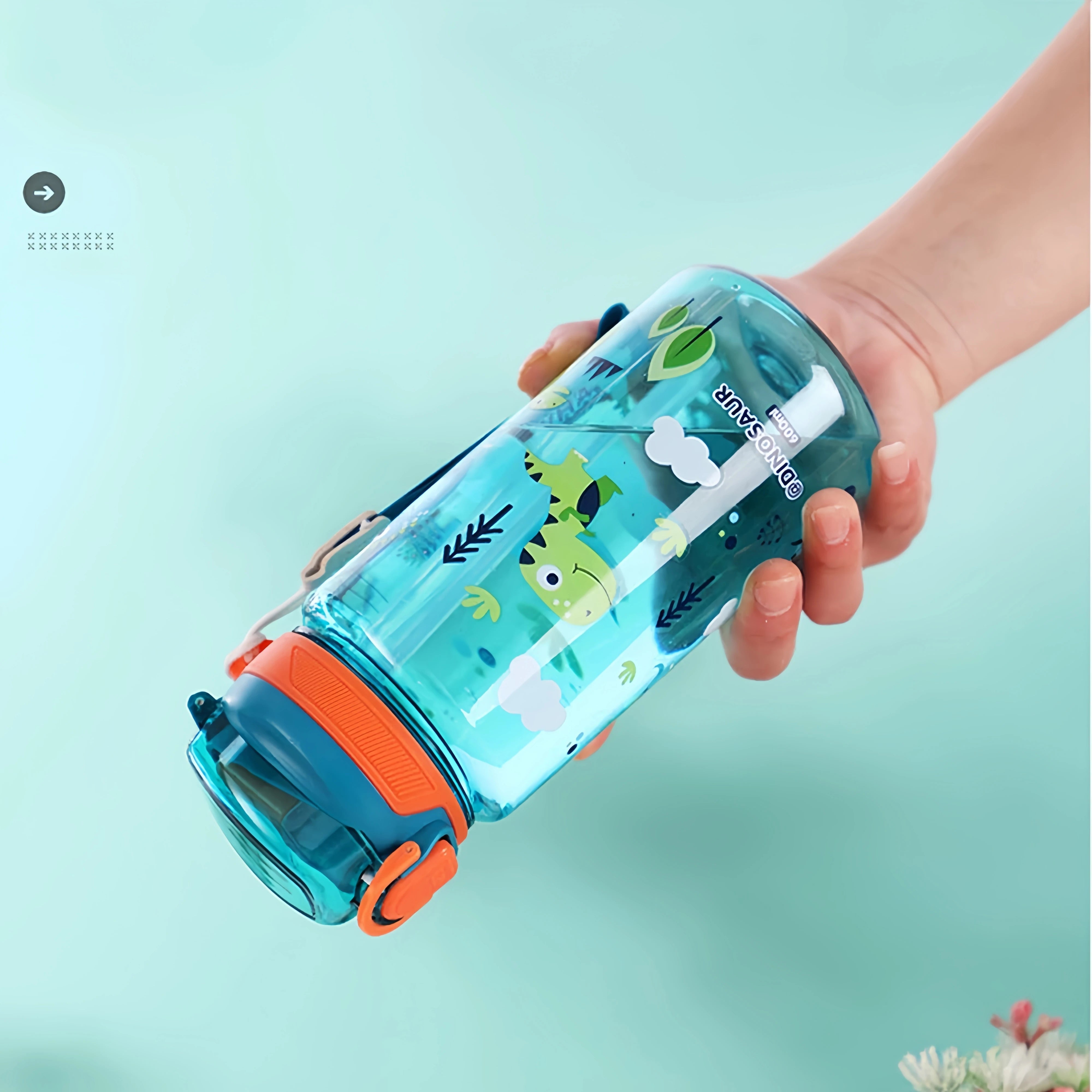 600ml Dinosaur Kids Water Bottle Leakproof Sippy Cup with Straw - 3
