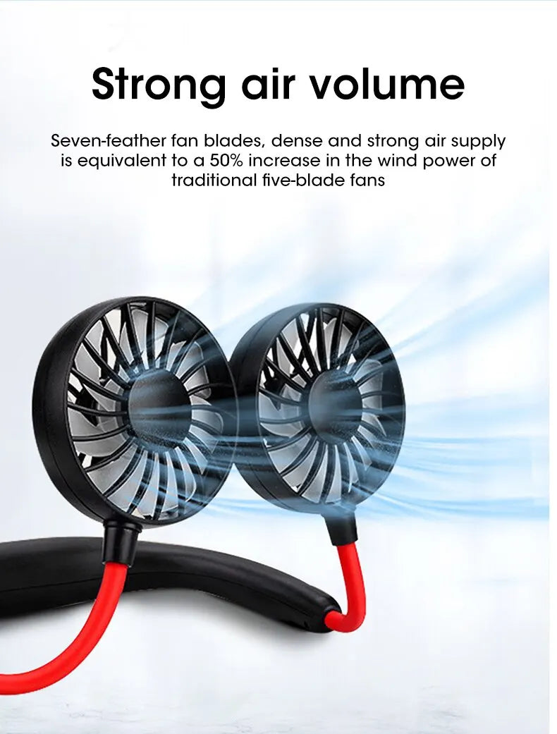 Portable Neck Fan Rechargeable Hands Free Personal Cooling Fan 3 Speed - 5