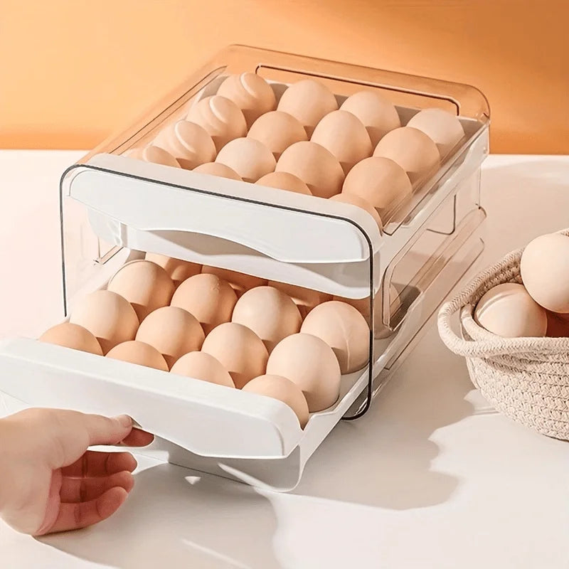 32 Grid Egg Storage Box Drawer Type Fridge Organizer Holder