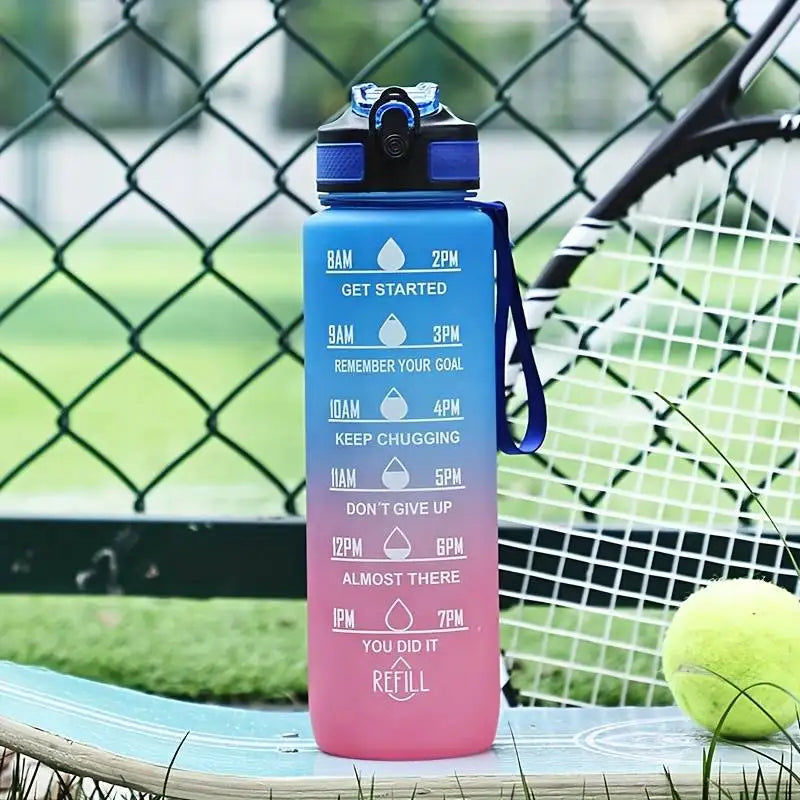 1000ml Gradient Sports Water Bottle Large Capacity Straw Gym Cup
