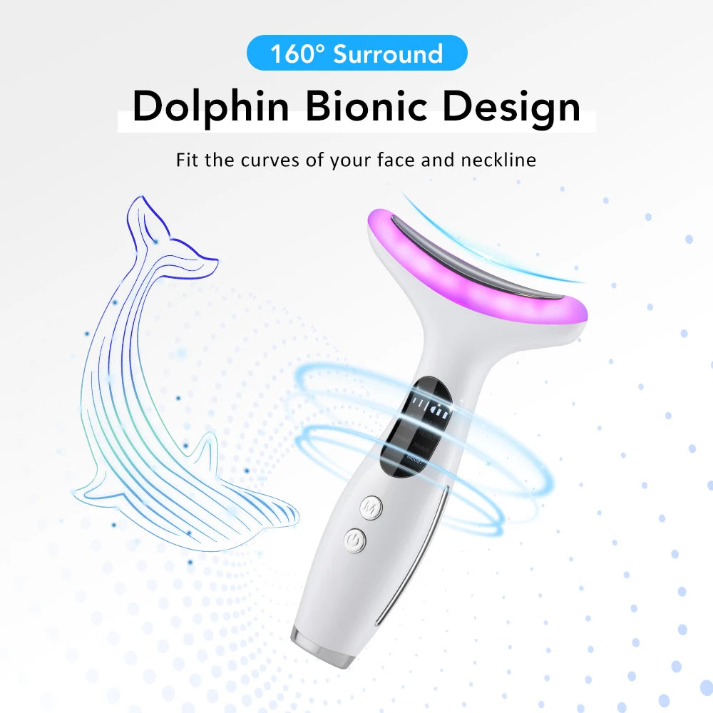 7 Colors LED Neck Beauty Device Microcurrent Face Massager Skin Tool - 9