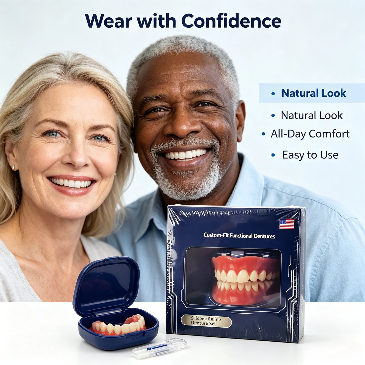 Silicone Denture Set Adjustable Custom Fit Oral Care