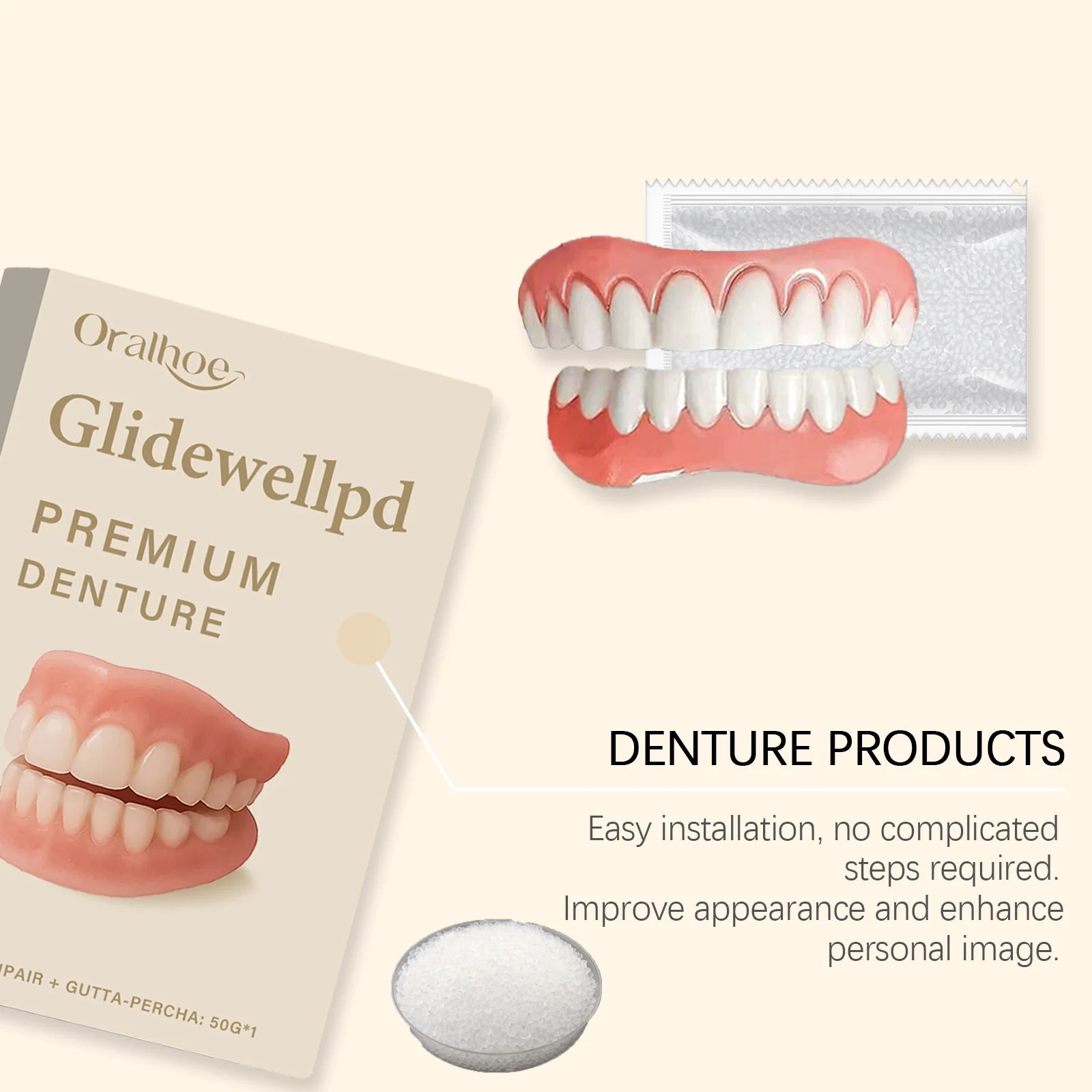 Silicone False Teeth Dentures Flexible Cosmetic Denture Reliner Kit - 13